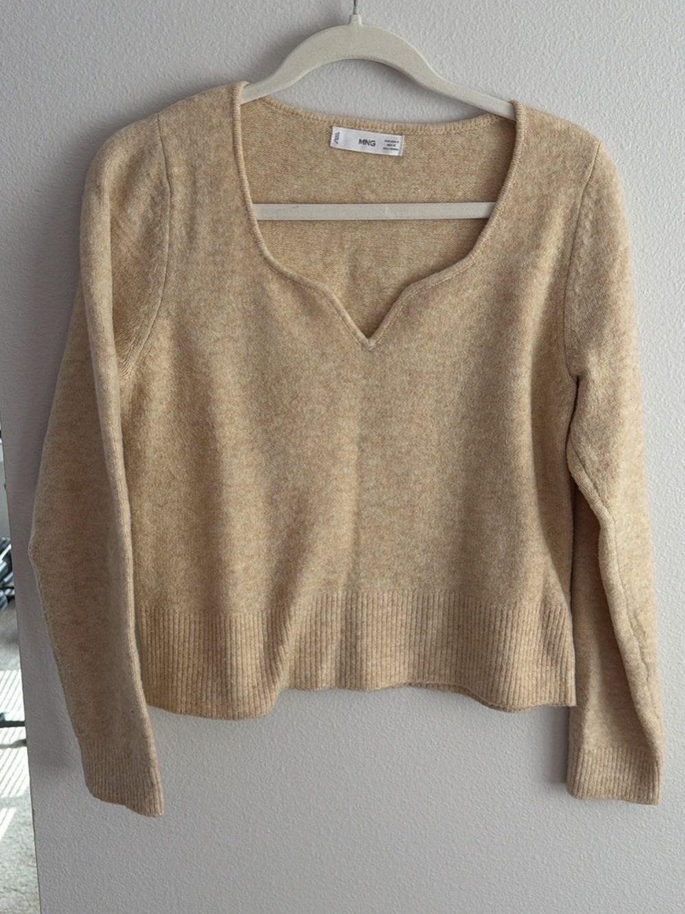 Cream Notch-Neck Sweater
